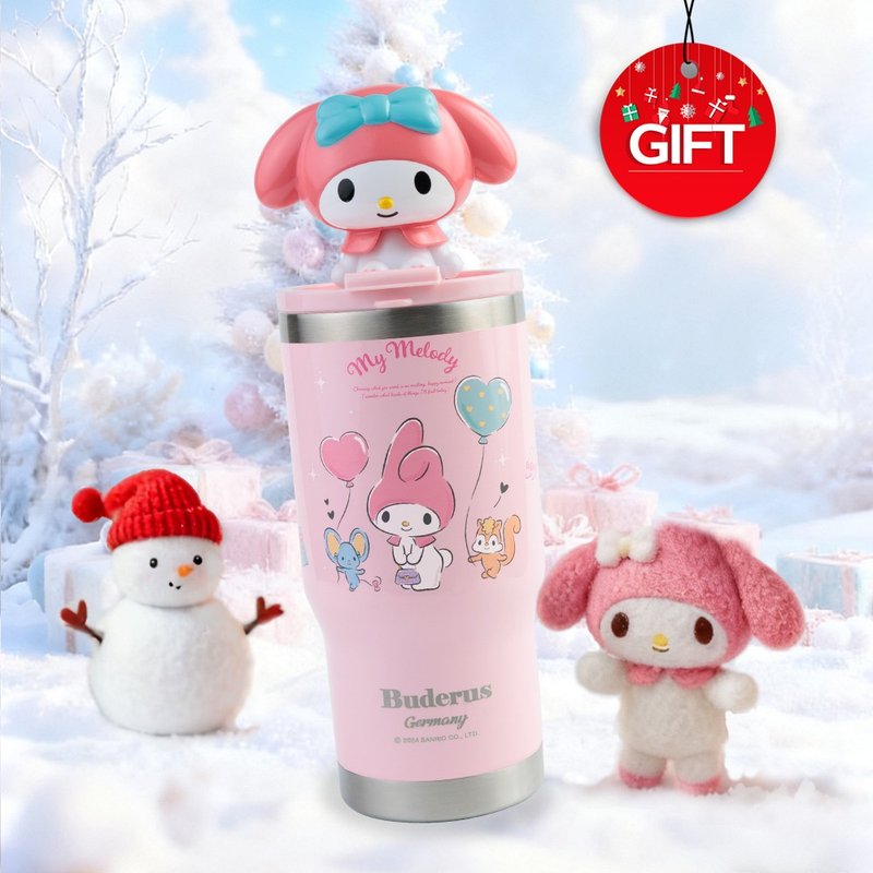 Christmas Special: Free Sanrio Character Straw Cover! Buderus Sanrio Collaboration Ice霸 Cup - My Melody - Vacuum Flasks - Stainless Steel White