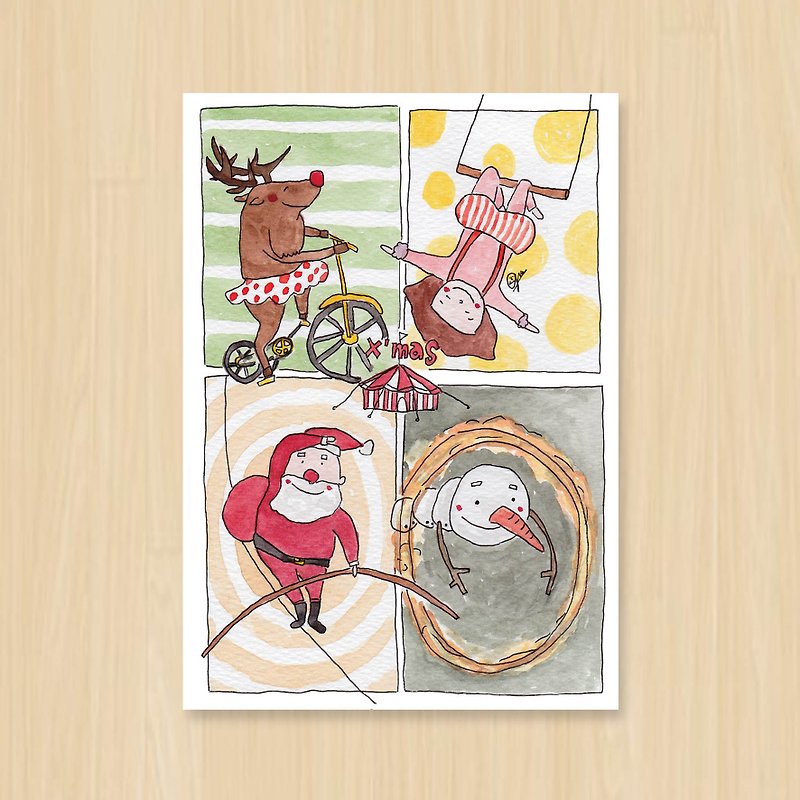 Christmas circus / Christmas / full stop postcard - Cards & Postcards - Paper Red