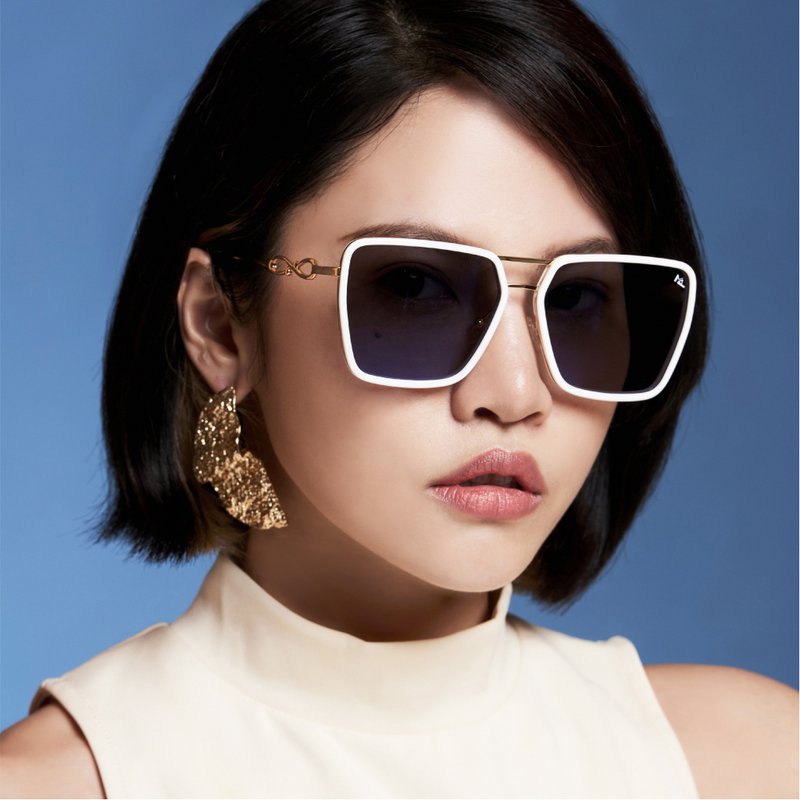 【快速出貨】時尚藝術太陽眼鏡 /偏光片墨鏡 | MARINA白 - 太陽眼鏡/墨鏡 - 不鏽鋼 白色