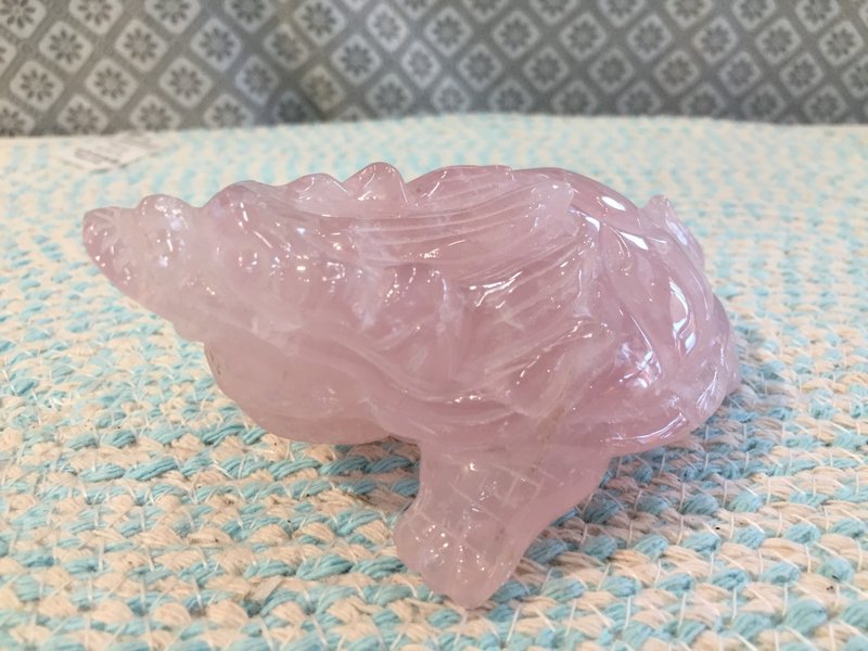 Pink Crystal Dragon Tortoise Prosperous Fortune, Longevity and Health Protection A344 - Items for Display - Crystal Pink