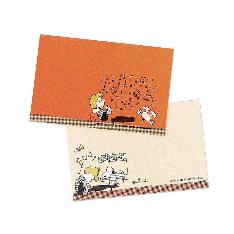 Snoopy聽謝勒德彈琴 8入【Hallmark-Peanuts史努比-JP禮物卡】 - 卡片/明信片 - 紙 卡其色