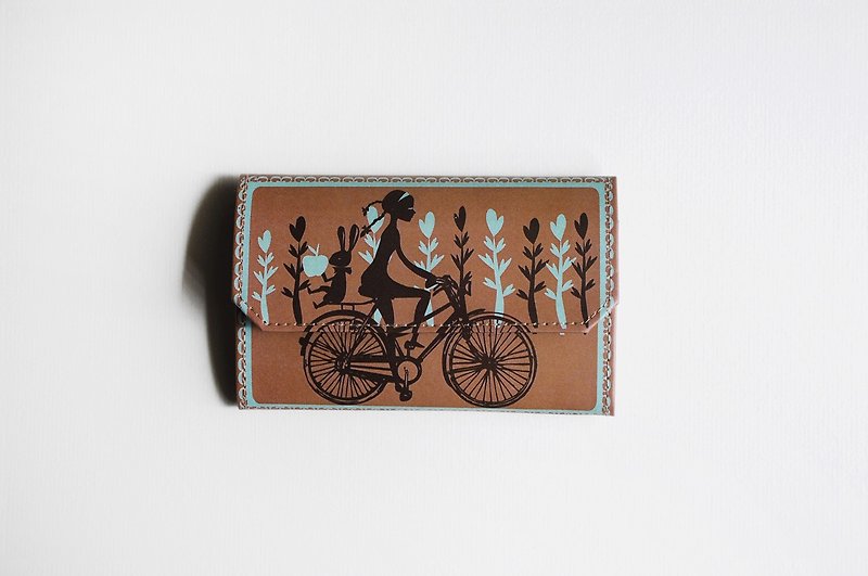 Handmade Paper Purse - Alice's bike - Coin Purses - Paper Brown