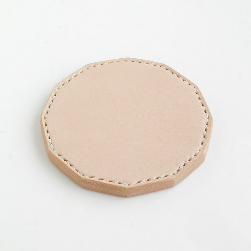 7mm Tanned Leather Coaster - Dodecagonal - ที่รองแก้ว - หนังแท้ 