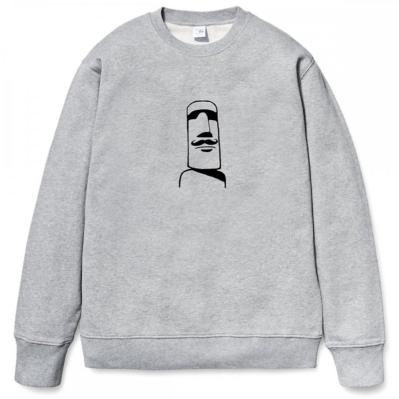 Moai Mustache Gray sweatshirt - Men's T-Shirts & Tops - Cotton & Hemp Gray