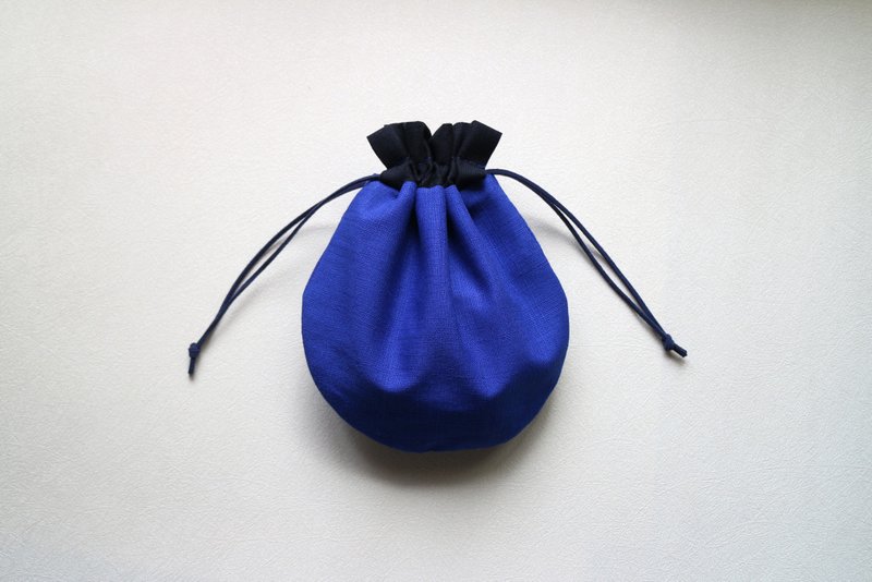 Small bunch pocket storage bag/black and blue color - Drawstring Bags - Cotton & Hemp Blue