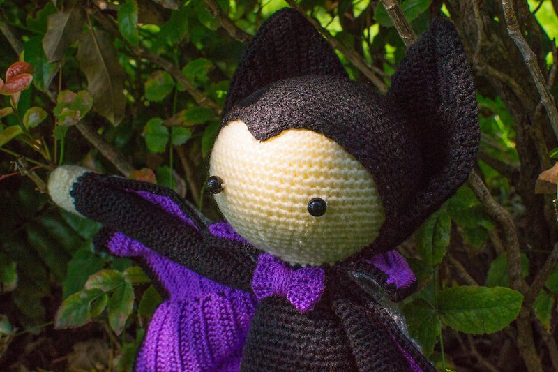 Crochet vampire lalylala, Bat doll lalylala, Amigurumi vampire toy - Stuffed Dolls & Figurines - Acrylic Black