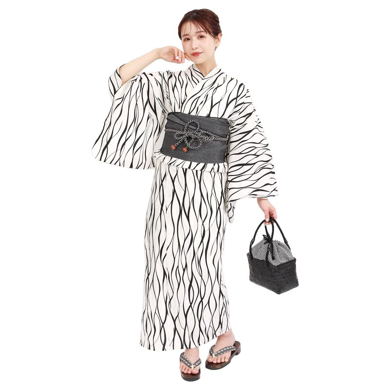 日本 和服 女性 梭織 浴衣 腰封 2件組 F Size x40-21a yukata - 其他 - 棉．麻 藍色
