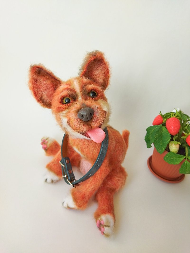 Crocheted dog that smiles. Realistic dog made of handmade mohair yarn- best gift - Stuffed Dolls & Figurines - Other Materials Orange