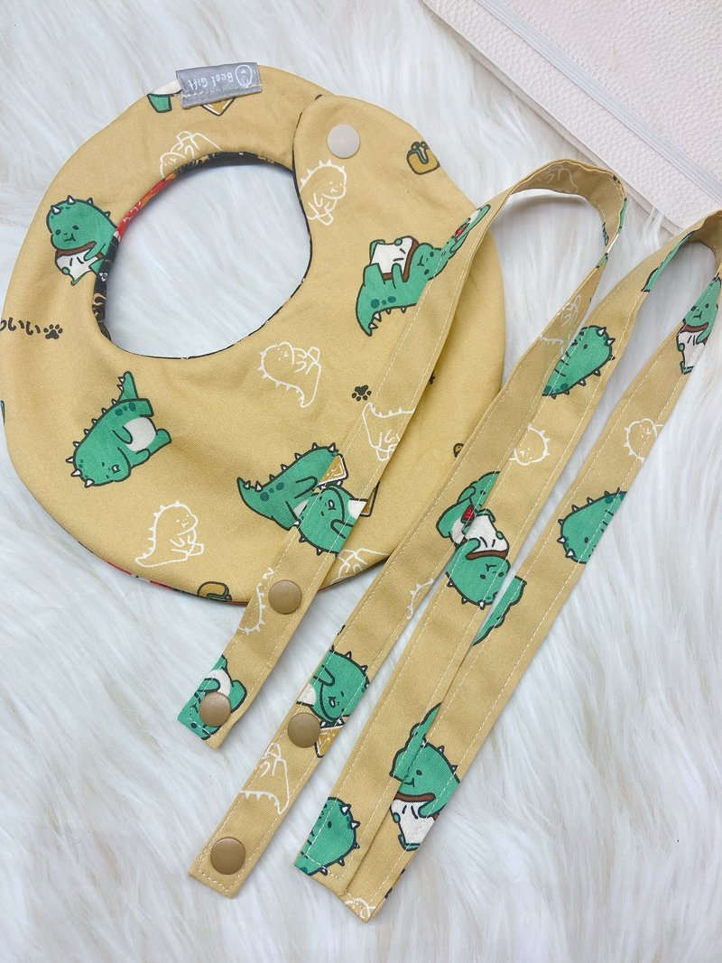 PJ Handmade [Little Dinosaur’s Daily Life] Anti-epidemic children’s mask lanyard - หน้ากาก - ผ้าฝ้าย/ผ้าลินิน สีกากี