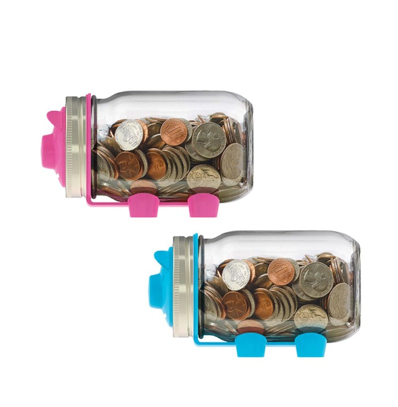 Jarware Narrow-mouth piggy saves money in mason jars - Coin Banks - Plastic Multicolor