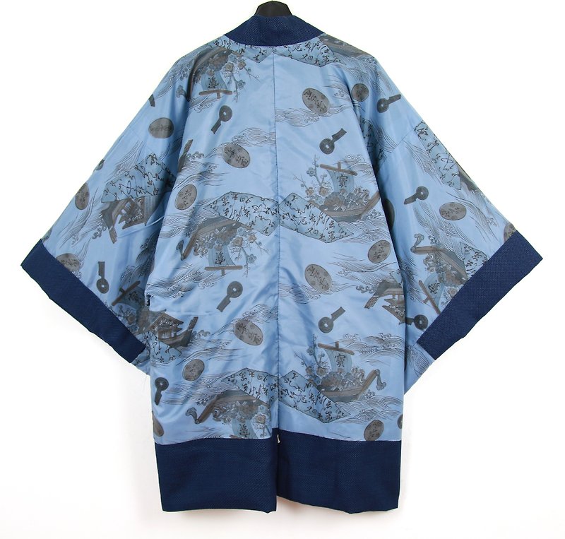 Back to Green Japan brought back a male knit hand-painted treasure vintage kimono - เสื้อโค้ทผู้ชาย - ผ้าฝ้าย/ผ้าลินิน 
