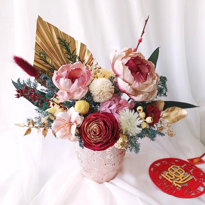 [Let a hundred flowers bloom] 35cm New Year/preserved flowers/dried flowers - Dried Flowers & Bouquets - Plants & Flowers Gold