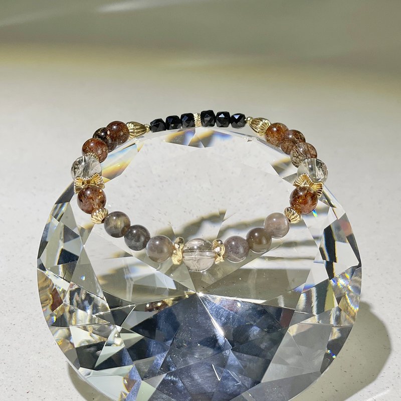 Everyday citrine acestrile|Black gold backbone|Black gold super|Black spinel|Crystal bracelet A2422-4 - Bracelets - Crystal Brown