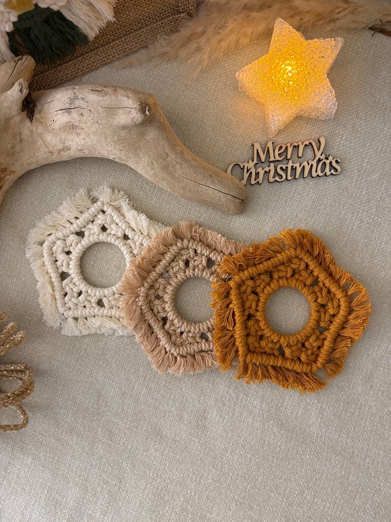 Macrame編織杯墊/交換禮物/聖誕禮物/自用/居家裝飾 - 擺飾/家飾品 - 棉．麻 