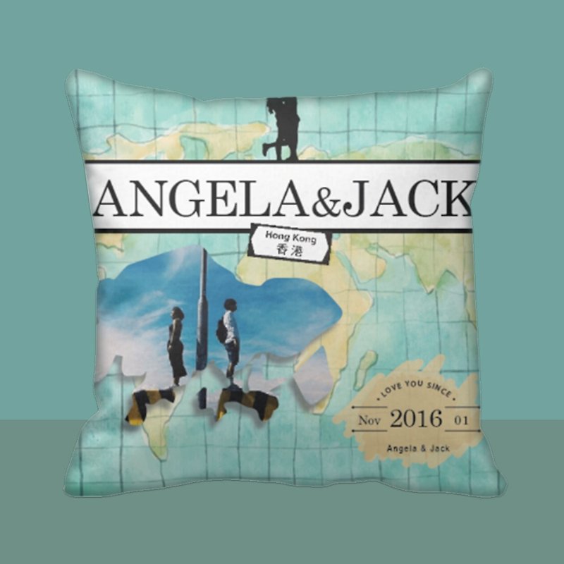 Customize Pillow- Map personlised cushion - หมอน - เส้นใยสังเคราะห์ สีเขียว