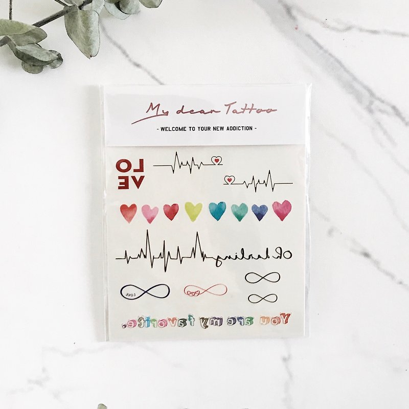 / Temporary Tattoo / 2 sheets (Each Pack) /  Infinity Heart / Electrocardiogram - Temporary Tattoos - Paper 