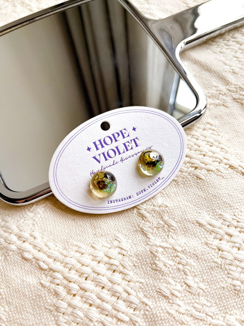 透明感棕色系手作耳環- Autumn Garden - 耳環/耳夾/耳骨夾 - 樹脂 咖啡色