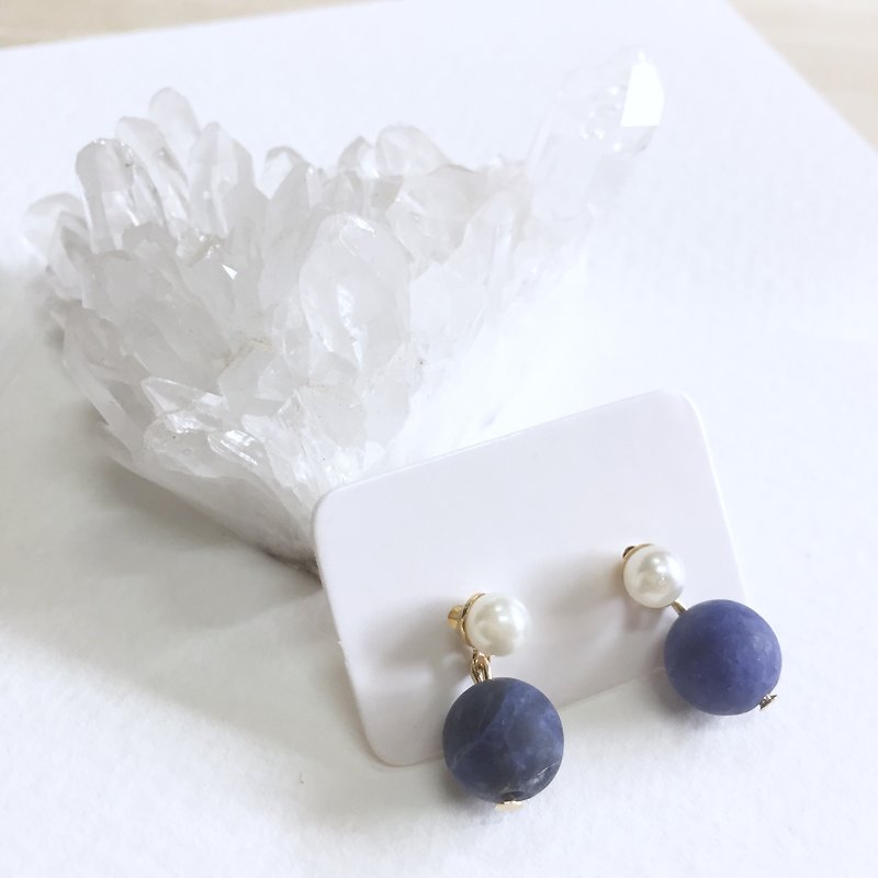 Matt Blue Agate Earring - Earrings & Clip-ons - Gemstone Blue