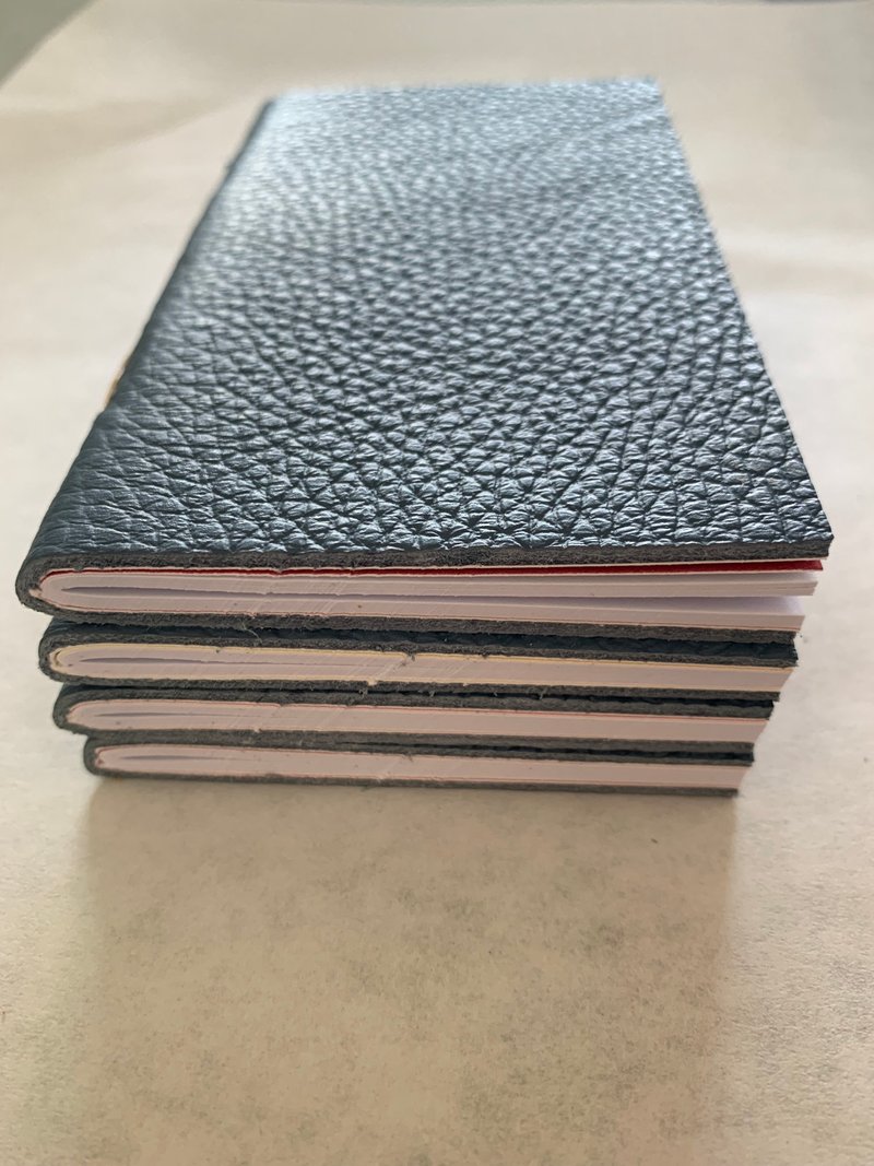 精美手工筆記本4本套裝  皮革封面  手工縫製設計  60頁 - 筆記本/手帳 - 紙 藍色