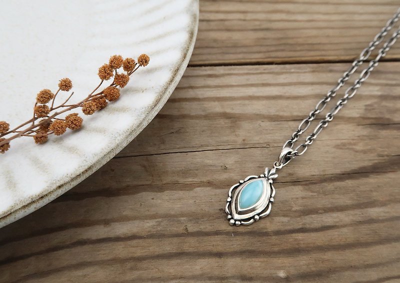 Larimar Necklace 925 Sterling Silver - Necklaces - Sterling Silver Silver