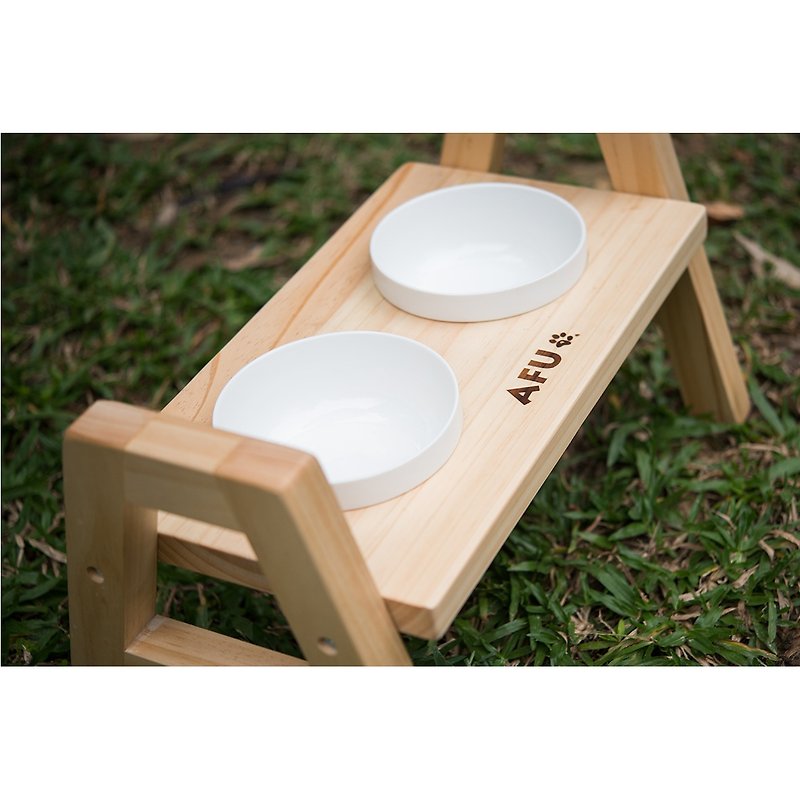 【AFU】御用 兩口原木餐桌 - 寵物碗/碗架/自動餵食器 - 木頭 