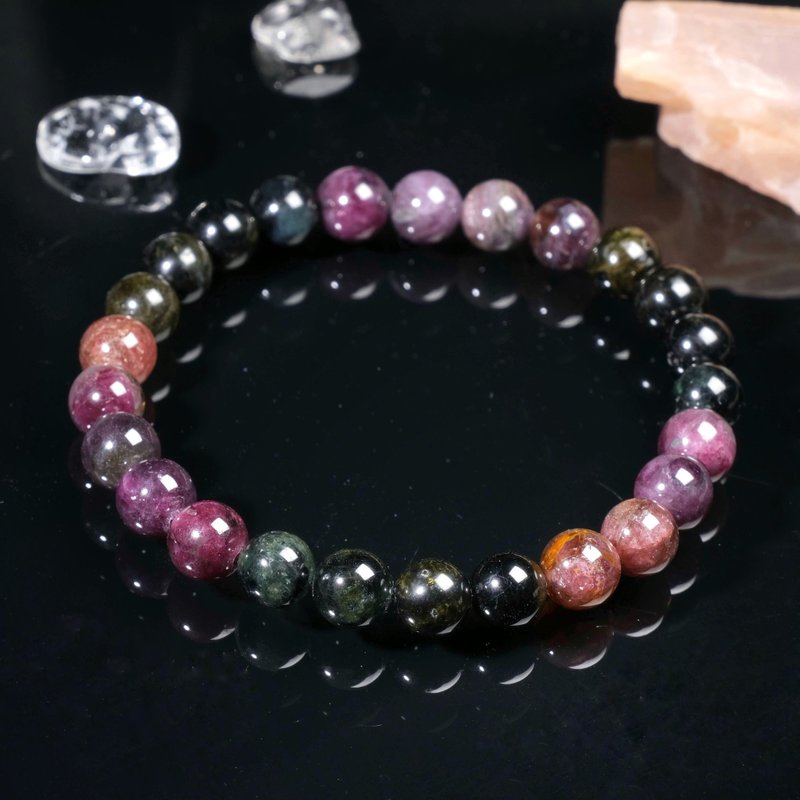 One picture, one thing│#518 7mm Black Rose Tourmaline Crystal Bracelet Good Luck, New Year and Good Luck Accessories - Bracelets - Crystal Multicolor