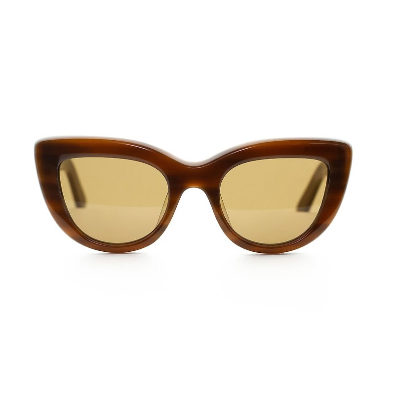 貓眼經典板材墨鏡∣UV400太陽眼鏡-茶色 - 太陽眼鏡 - 其他材質 咖啡色