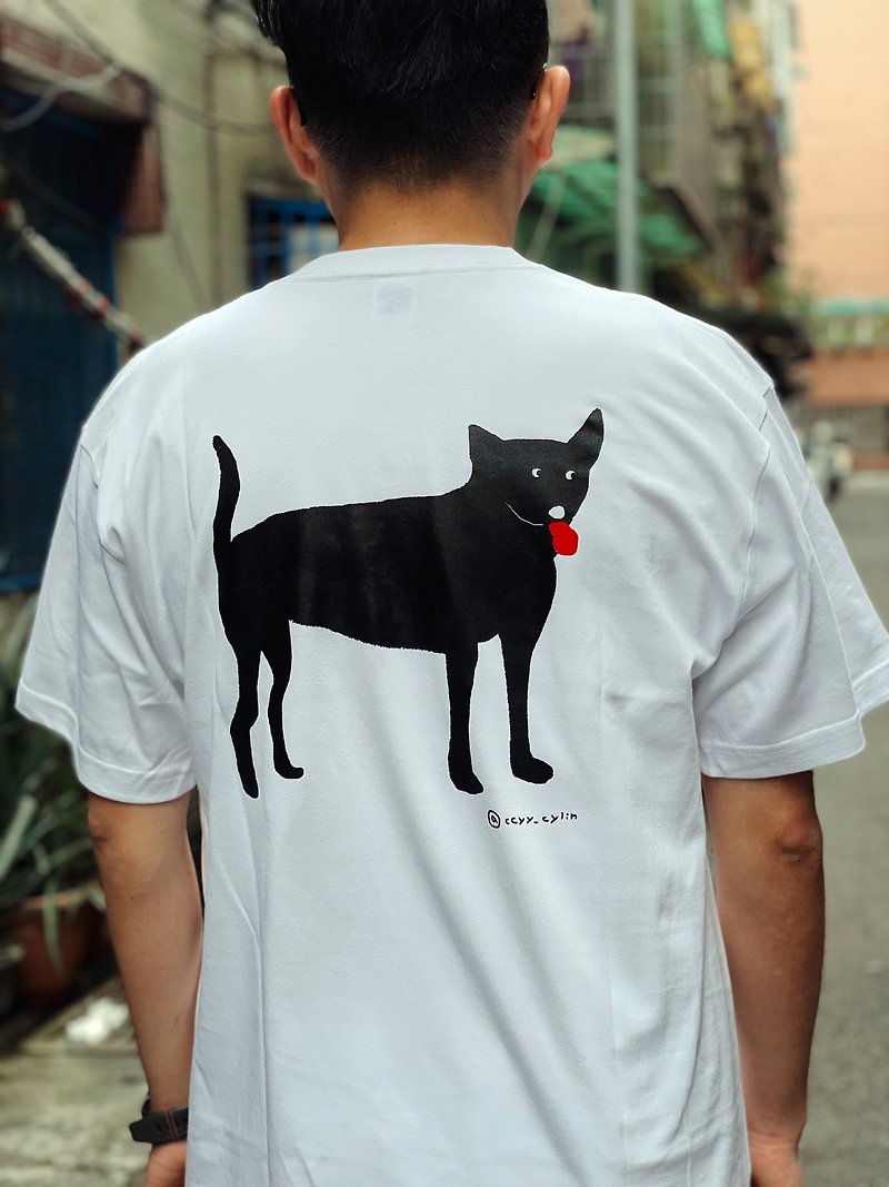 COTTON BLACK DOG T-SHIRT - เสื้อยืดผู้ชาย - ผ้าฝ้าย/ผ้าลินิน 