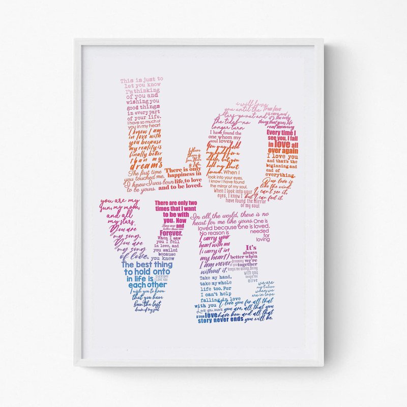 LOVE letters Art Print โปสเตอร์ ภาพพิมพ์ภาพวาด สำหรับการตกแต่ง - โปสเตอร์ - กระดาษ สึชมพู