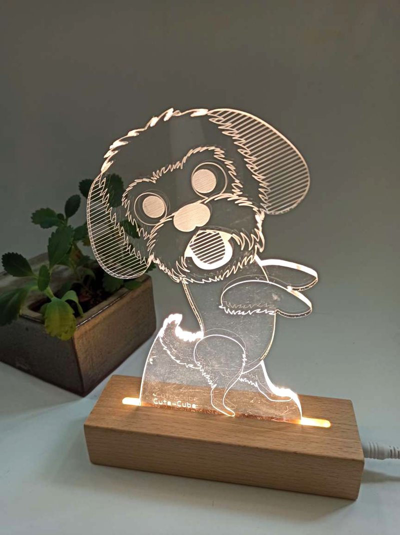 情人節禮物/LED壓克力夜燈-西施犬 交換禮物 聖誕禮物 - 燈具/燈飾 - 壓克力 透明