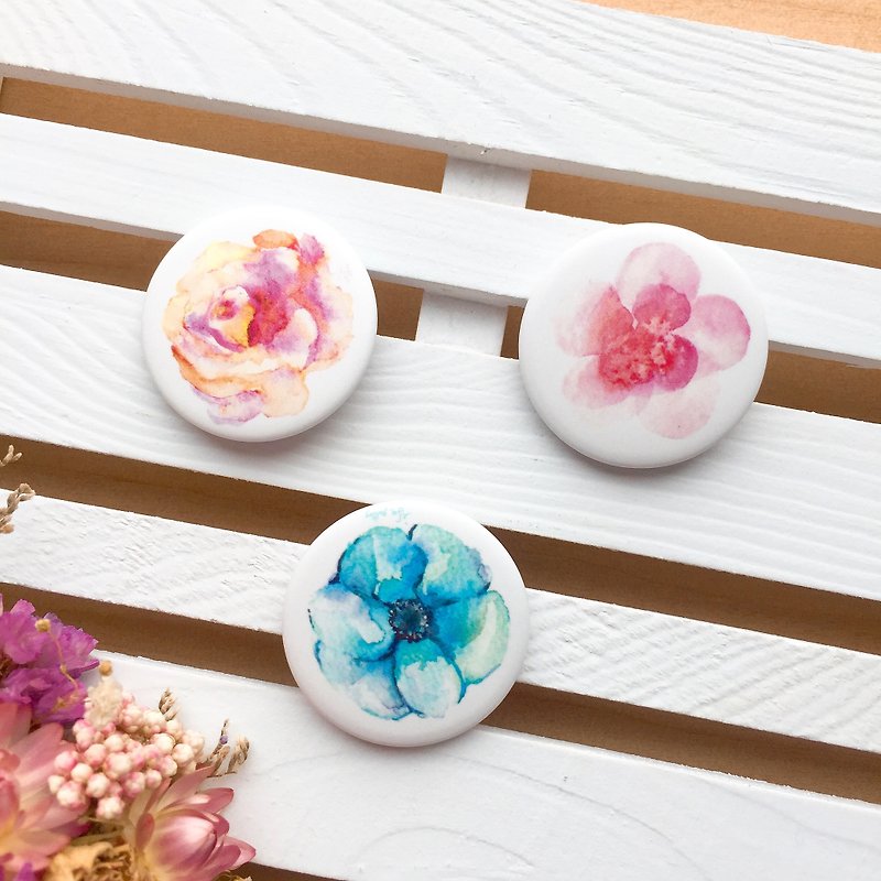 Flower badge set - Badges & Pins - Plastic Pink
