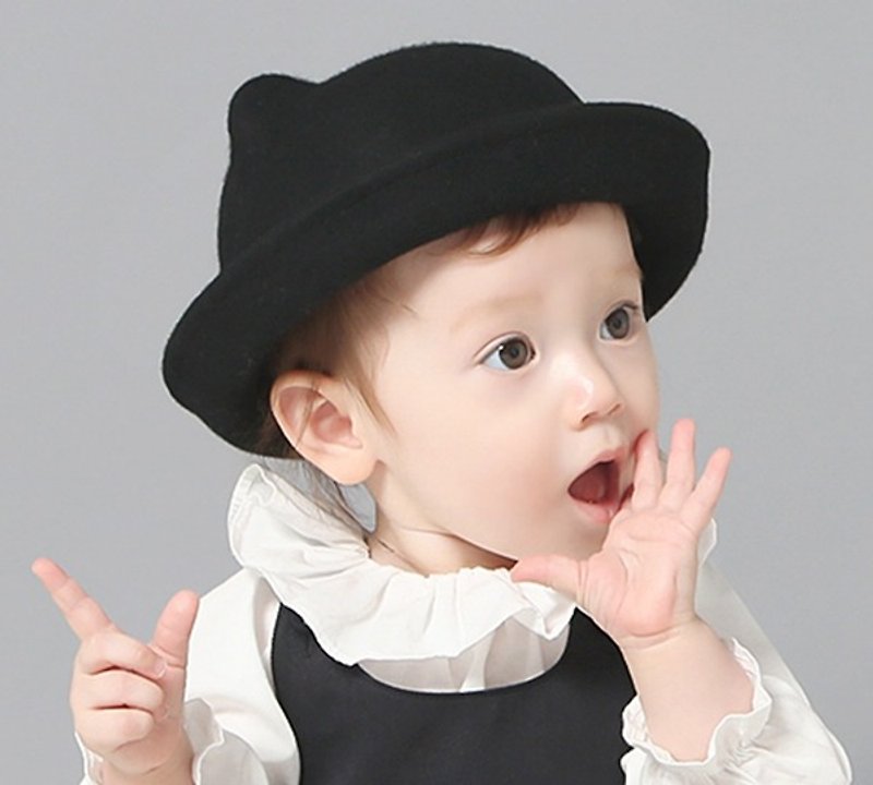 Happy Prince Black Pure Wool Baby Hat - หมวกเด็ก - ขนแกะ สีดำ