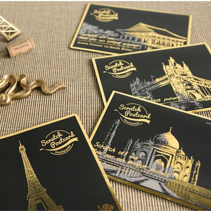 Goody Bag -LAGO Scratch Postcard set - Wood, Bamboo & Paper - Paper Gold