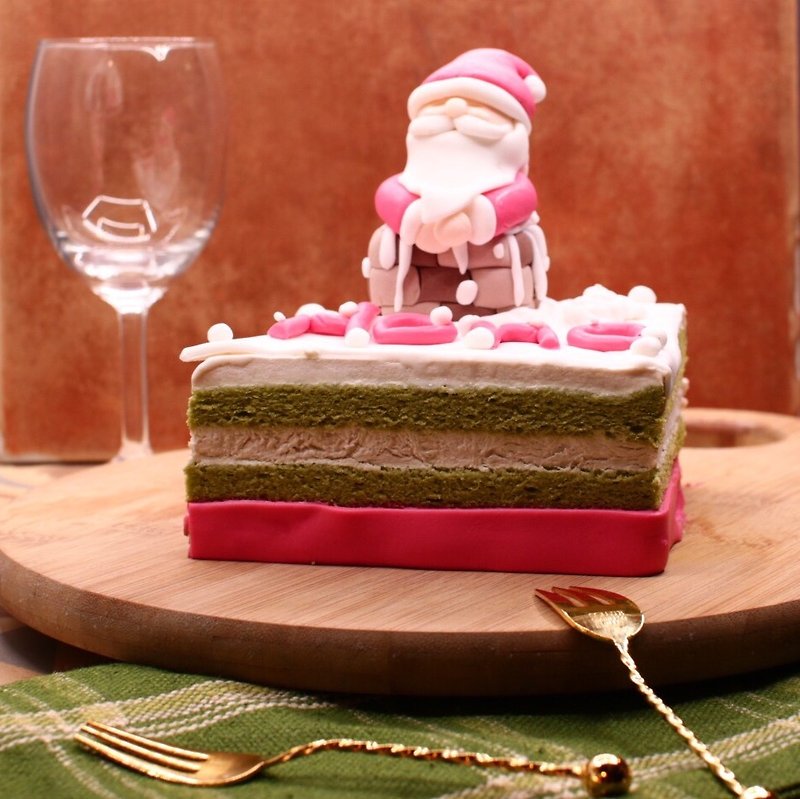 8吋HOHO聖誕老公公翻糖蛋糕 - 鹹派/甜派 - 新鮮食材 紅色