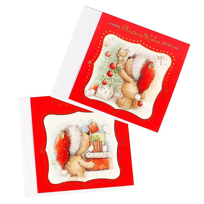 家人在裝飾聖誕樹 耶誕盒卡12入  【Hallmark-卡片 聖誕節系列】 - 心意卡/卡片 - 紙 紅色