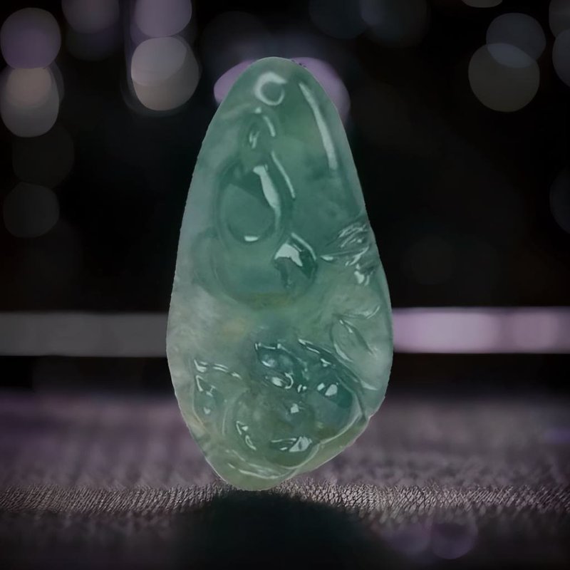 冰藍水翡翠無相佛 | 天然A貨翡翠 | 送禮 - 吊飾/掛飾 - 玉石 透明