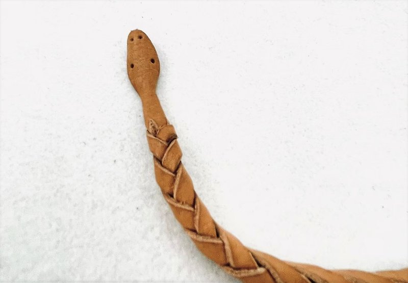 Leather Braided Snake - Pet Toys - Genuine Leather Orange