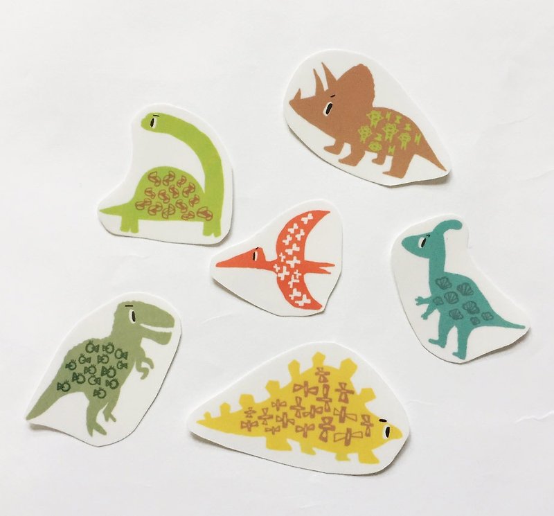 恐龍 透明貼紙 手剪貼紙 一包6入 - 貼紙 - 塑膠 綠色