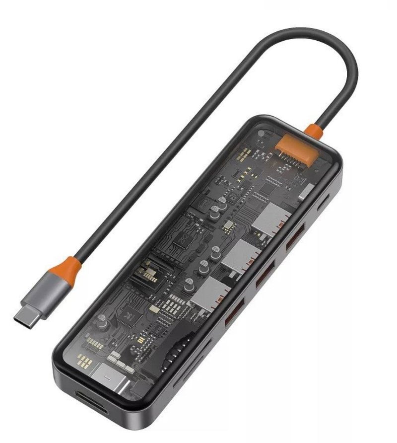 Wiwu CB007 Type-C Multifunctional 7-in-1 USB Hub Converter - อุปกรณ์เสริมคอมพิวเตอร์ - เครื่องประดับ สีใส