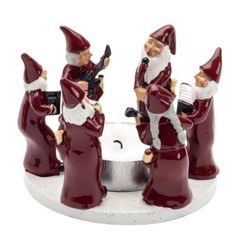 Swedish HARVESTTIME-Musician Santa Candlestick Red 13x9CM - เทียน/เชิงเทียน - เรซิน สีแดง