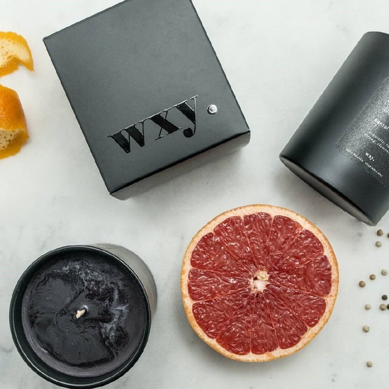 wxy Black Candle- pitch. (Blood Orange + Santal Embers) /7oz - เทียน/เชิงเทียน - แก้ว สีดำ