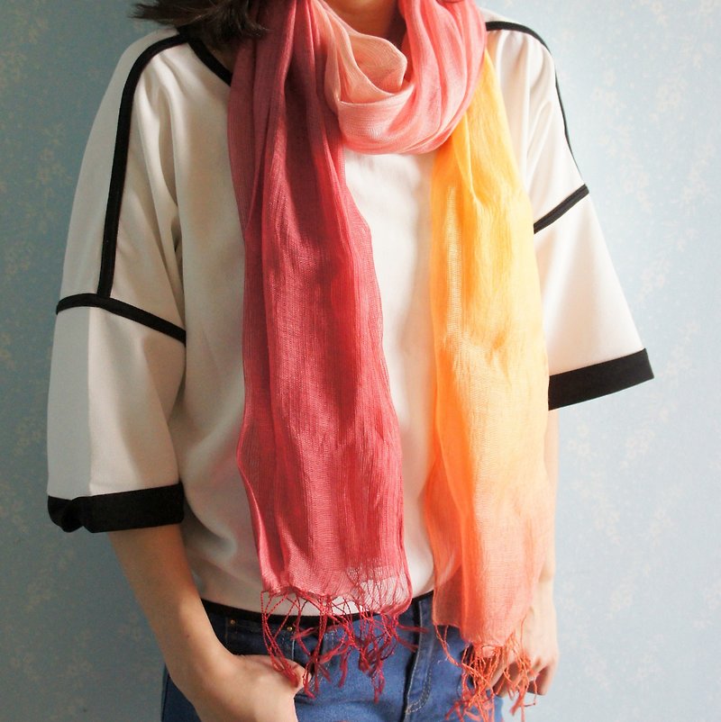 野菜の色素の絹のスカーフ - かわいいです - スカーフ - シルク・絹 オレンジ
