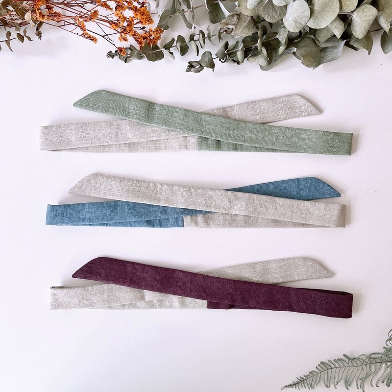 Shimamoriya/Fine hairband/Solid color splicing (grey and white) - เครื่องประดับผม - ผ้าฝ้าย/ผ้าลินิน หลากหลายสี