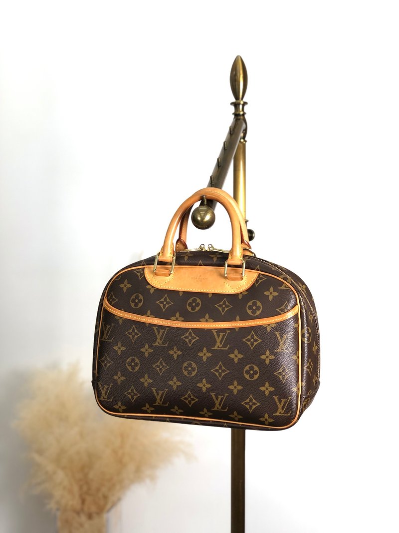 【 日本直送　名牌中古包 】LOUIS VUITTON ハンドバッグ ブラウン PVC/レザー トゥルーヴィル M42228 ボーリングバッグ wmhwus - 手提包/手提袋 - 防水材質 咖啡色