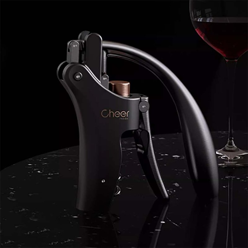 [Free Shipping] Cheer Black Gold Rabbit Head Red Wine Manual Bottle Opener Housewarming Gift Box - Bar Glasses & Drinkware - Other Materials Black