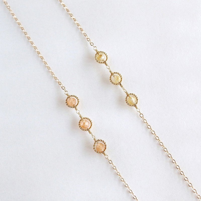 14KGF Blonde Crystal/ Stone Natural Stone Bracelet Anklet You can choose Gemstone to match - สร้อยข้อมือ - เครื่องเพชรพลอย สีเหลือง
