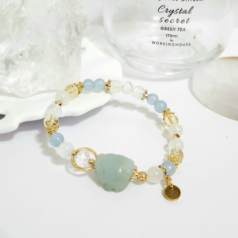 海藍寶龍龜設計款手鍊/招財招桃花/增強溝通能力之水晶 - 手鍊/手環 - 水晶 藍色