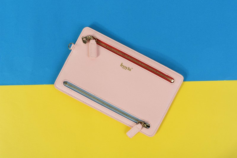 Quaternate Pouch (Carol Pink) - Clutch Bags - Faux Leather 