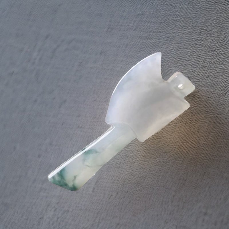 Ice-floating blue flower jade ax | Natural Burmese jade A grade jade | Gift giving - สร้อยคอ - หยก หลากหลายสี