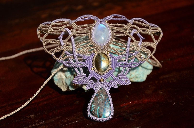 Moonstone, Labradorite & Jasper Macrame Jewelry - Necklaces - Gemstone Multicolor